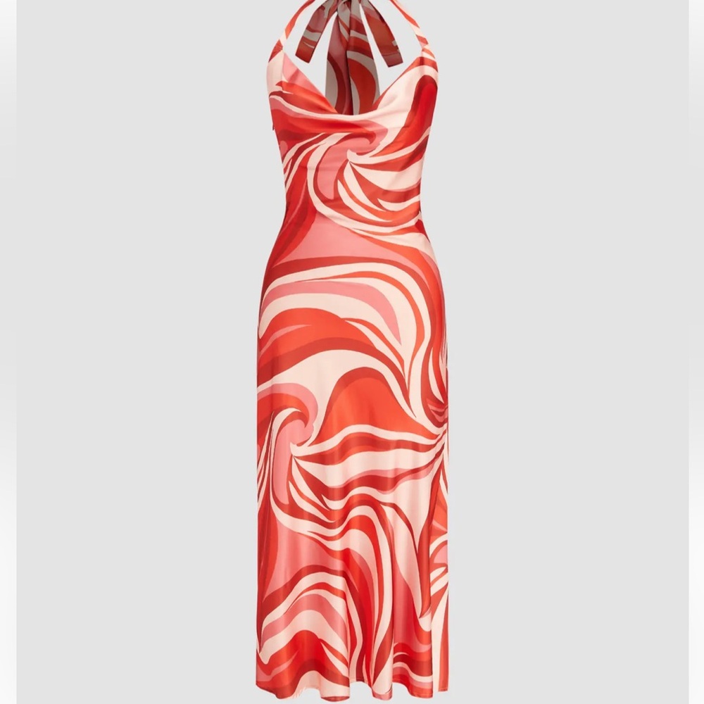 Abstract satin dress